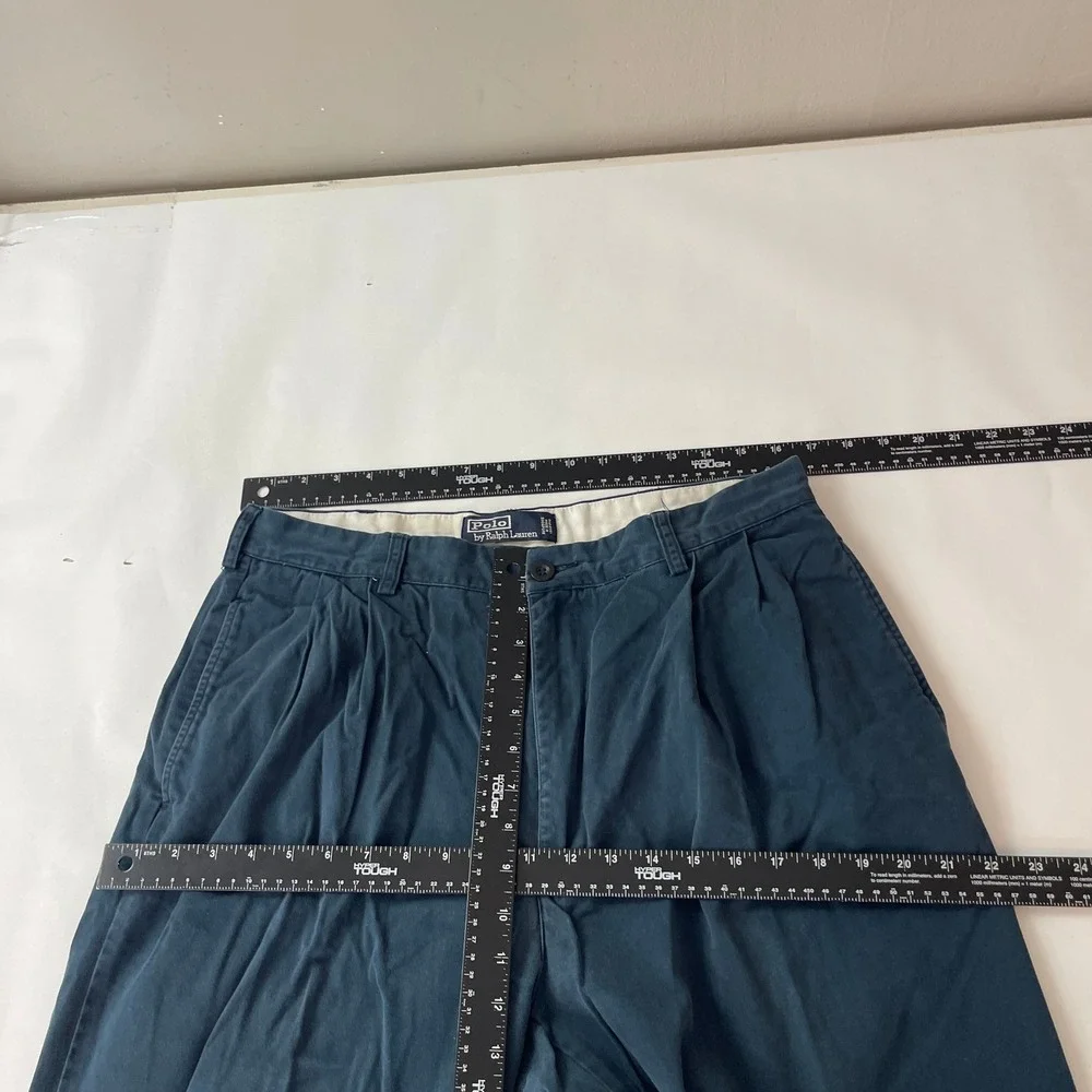 Vintage Polo Ralph Lauren Pants Mens 33x33* Blue Pleated Chino Preppy Luxury